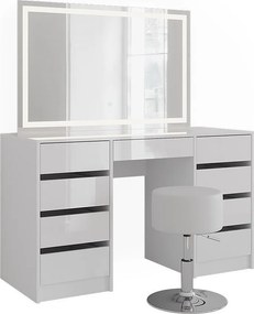 Stół do toalety biały/biały wysoki połysk 128.2x50.1x76 sherry