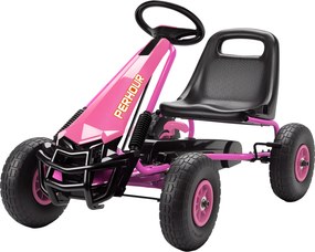 AIYAPLAY Gokart na pedały dla dzieci, regulowane siedzisko, opony EVA, hamulec, sprzęgło, 3-8 lat, różowy