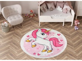 Różowy dywan dziecięcy odpowiedni do prania ø120 cm Pink Unicorn – Vitaus