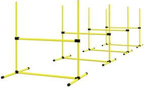PawHut Zestaw Agility dla Psów, Przeszkody/Slalom/Słupki, Torba, Wytrzymały, Żółty