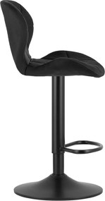 PROMOCJA Krzesło barowe z czarną nogą WEST VELVET, czarne II. jakości