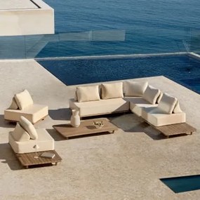 Zestaw Ogrodowy Z 5-częściową Modułową Sofą Narożną Ze Stolikiem Nocnym I Stolikiem Kawowym 160x95 Cm W Kolorze - Sklum