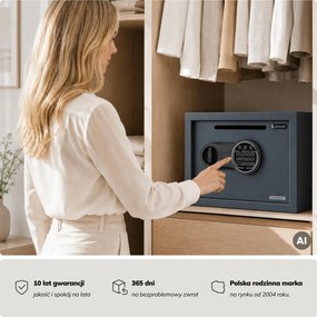 Mały sejf wrzutowy na kod, elektroniczny, na utarg i koperty, 350x250x250 mm: PIERCE