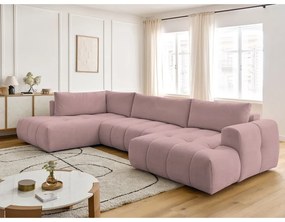 Różowy rozkładany/ze schowkiem narożnik (lewostronny/w kształcie litery U) Fuji – Bobochic Paris