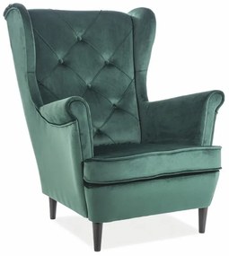 FOTEL LADY VELVET ZIELONY BLUVEL 78 / WENGE SIGNAL