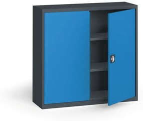 Szafa metalowa, 1150 x 1200 x 400 mm, 2 półki, antracyt/niebieska
