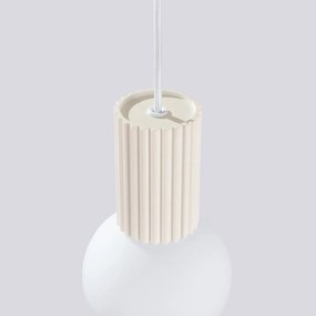 Lampa wisząca HALO 1 beżowa ryflowana  SOLLUX  LIGHTING