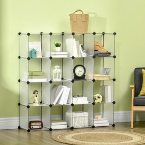 HOMCOM DIY system regałów sześcianu z drzwiami 16 kostek stojak stojący 125 x 32 x 125 cm