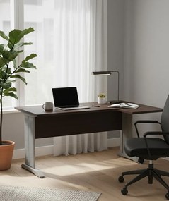 Prawostronne narożne biurko z metalowymi nogami wenge B8-F90