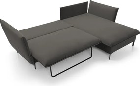 Narożnik GLOSS Prawostronny z funkcją spania, zestaw z poduszkami wolnostojący tkanina RIVIERA 100 Czarny WERSAL