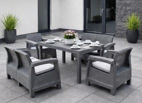 Zestaw mebli ogrodowych 6-osobowy Calisto NC08X2+RT02 ze stołem, szary