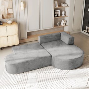 Masseno Narożnik CORTIO z funkcją spania i pojemnikiem na pościel Narozniki L, Rozkładana sofa - Jasnoszary, MONOLITH 84