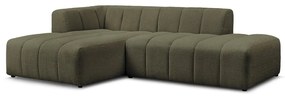 Zielony narożnik z materiału bouclé (lewostronny/z szezlongiem) Annecy – Bobochic Paris