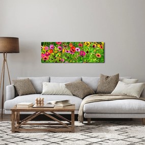 Obraz kwiatów polnych (z zegarem) (90x30 cm)