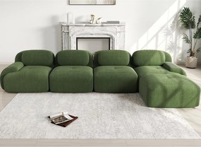 4-osobowa narożna sofa bez stelaża - Modułowa i dowolnie konfigurowalna - Tkanina o wysokiej elastyczności - Sztruks - Zielony