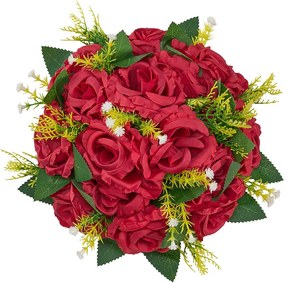 Sztuczne Kule Kwiatowe SucceBuy, Zestaw 10 szt., 24 cm, Kompozycje z Sztucznych Czerwonych Róż, Dekoracyjne Sztuczne Kwiaty do Dekoracji Stołu