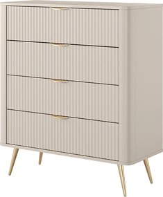 Komoda: 4 szuflady, beżowa, 88, 2 x 38 x 101, 2 cm