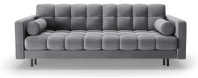 Jasnoszara aksamitna rozkładana sofa ze schowkiem 222 cm Bali – Cosmopolitan Design