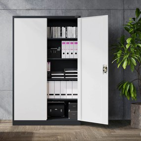 Szafa biurowa metalowa na akta antracytowo-biała JAN II, 1150 x 1850 x 400 mm