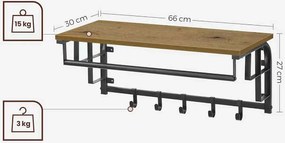 Półka ścienna z wieszakami na ubrania dąb artisan - Tocador 6X