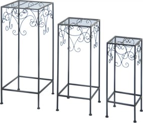 Zestaw 3 czarnych postumentów na doniczki z kwiatami Esschert Design