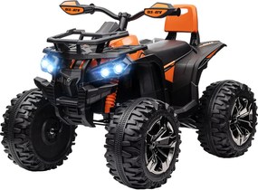 HOMCOM 12V Pojazd dla Dzieci z funkcją jazdy do przodu, do tyłu, odtwarzaczem MP3, światłem LED, 3-8 km/h, 3-5 lat, Pomarańczowy