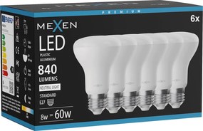 Mexen Nova 6x żarówka LED E27, R63, 8W, Neutralna - 4000K, 840 lm - L104-E27-0840-01x06