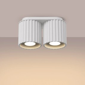 Plafon dwupunktowy AURA 2 biały GU10 ryflowany SOLLUX  LIGHTING