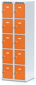 Alfa 3 Szafka skrytkowa S6, 10 schowków, 1800 x 600 x 500 mm, zamek cylindryczny, drzwi pomarańczowe