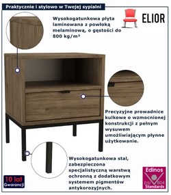 Szafka nocna na metalowych nóżkach ciemny orzech Z0-R50
