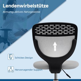 Vinsetto Fotel biurowy, krzesło robocze, fotel do biurka, regulacja wysokości, tapicerowany, jasnoszary | Aosom PL