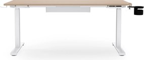 Biurko elektryczne z regulacją wysokości ergonomiczne białe/dąb sonoma,1400x700 mm: ARIA
