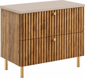 Szafka łazienkowa stojąca z blatem 80, dąb craft złoty + blat kaszmir, uchwyty w trzech kolorach, nogi złote, 80 x 44,4 x 73,6 cm