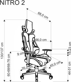 Fotel gamingowy NITRO 2 szary/czarny HALMAR