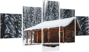 Obraz - Pokryta śniegiem chata (125x70 cm)