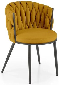 Musztardowe krzesło tapicerowane w stylu modern glam - Dibler