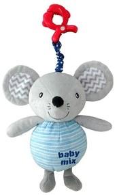 Baby Mix Pluszowa zabawka dla dzieci z mechanizmemmuzycznym i klipsem Myszka, 24 cm