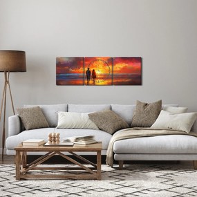 Obraz - Spacer po plaży (z zegarem) (90x30 cm)