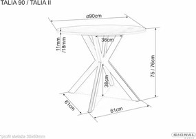 Okrągły stół Talia 90 Signal, trawertyn / kaszmir