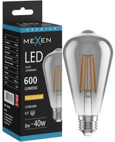Mexen Vintis żarówka filament LED E27, ST64, 8W, Ciepła - 2200K, 600 lm, smoke - L152-E27-0822-70