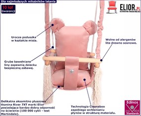 Różowa huśtawka miś dla dziewczynki - Endo