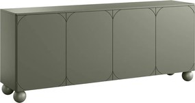 Komoda Sonatia II 200 cm czterodrzwiowa - oliwka / nogi kule