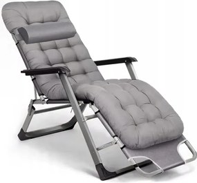 Leżak ogrodowy rozkładany Tossa DC01-GR-GR, poduszka szara, stelaż szary