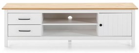 Biała szafka pod TV z litego drewna sosnowego 158x47 cm Miranda – Marckeric
