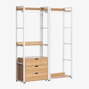 Modułowa Otwarta Szafa 2-częściowa Z Wieszakiem, Szufladami Ze Stali I Mdf Ariaster Miel - Sklum