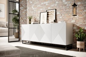 Komoda Asha 200 cm z metalowym stelażem - biały mat