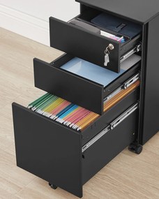 Szafka na Dokumenty Czarna Zamykana, Kontenerek - OFC031B01