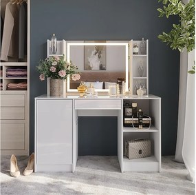 Stół toaletowy biały/biały wysoki połysk 128.2x50.1x76 sherry