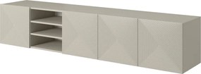 Szafka RTV wisząca Asha 200 cm z ryflowanym frontem i wnęką - kaszmir