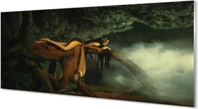 Szkło do Kuchni na Ścianę Kobieta-Drzewo pod Chmurami